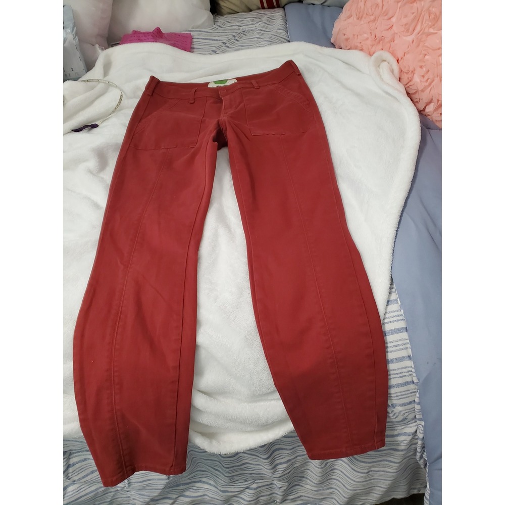 Anthropologie Pilcro Stet Slim Straight Leg Pants Rust Red Utility Size 28